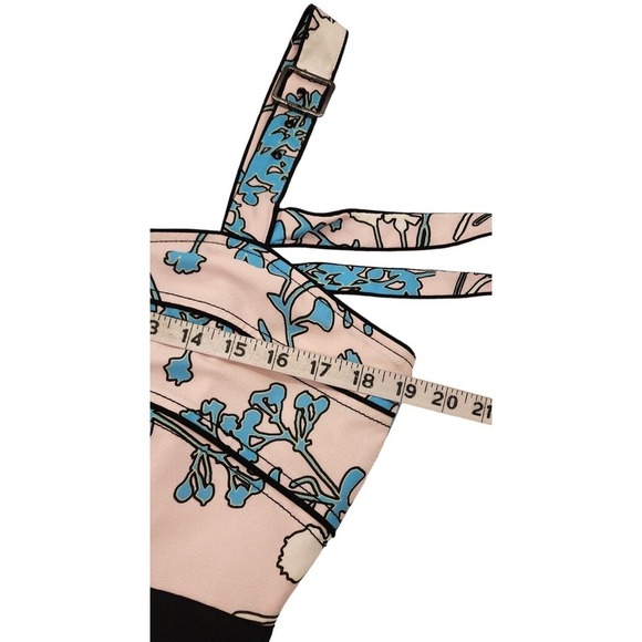 $405 Self Portrait Asymmetric Pink Floral Print Midi A Line Dress Size 10 NWT - Picture 15 of 16